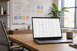 ordinateur avec feuille excel