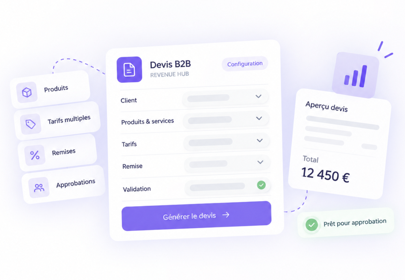 Devis B2B Revenue Hub avec tarifs, remises et validation